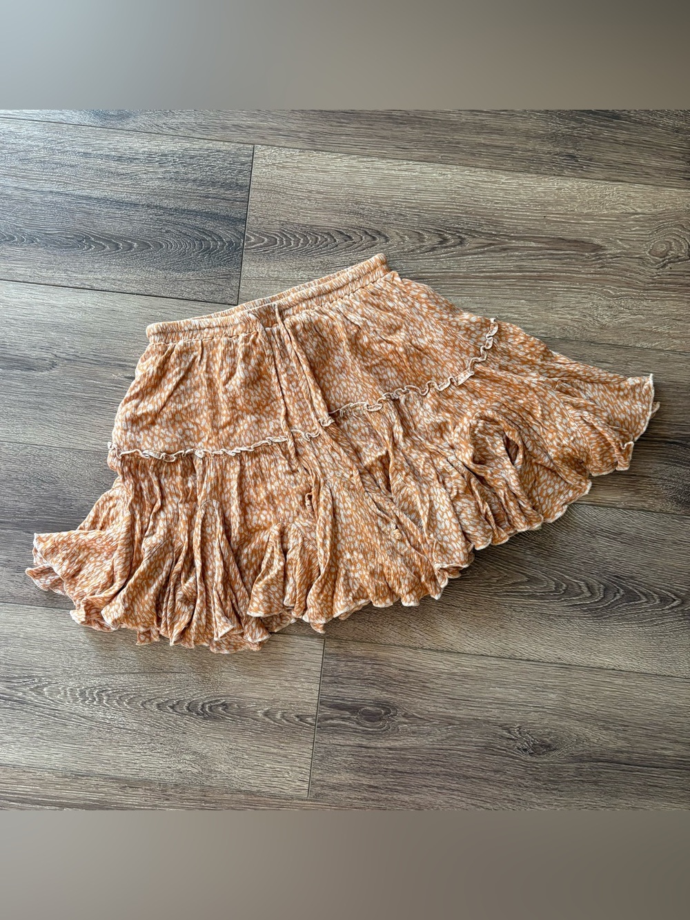 Emmer Orange with White polka dots Ruffled Mini Skirt Medium